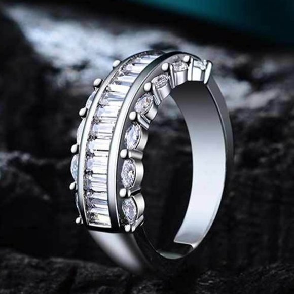✨ Three Layer Gems Eternity Zircon Silver Fashion Ring for Women, EVGG1420 - Picture 1 of 7